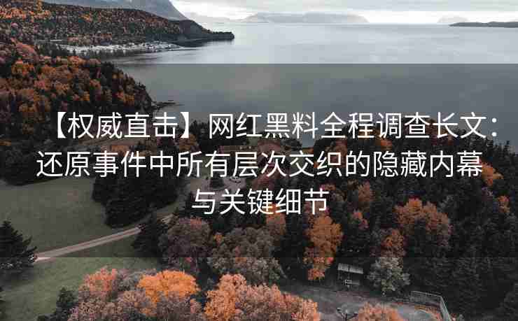 【权威直击】网红黑料全程调查长文：还原事件中所有层次交织的隐藏内幕与关键细节