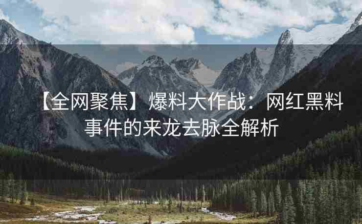 【全网聚焦】爆料大作战：网红黑料事件的来龙去脉全解析